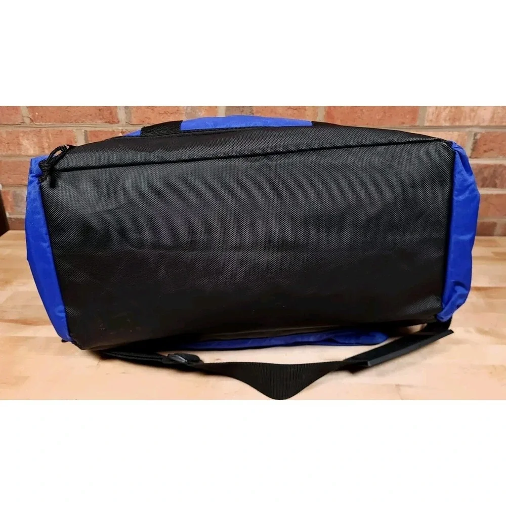 STP Oil Swingster Blue Black Duffle Gear Bag Travel Vintage